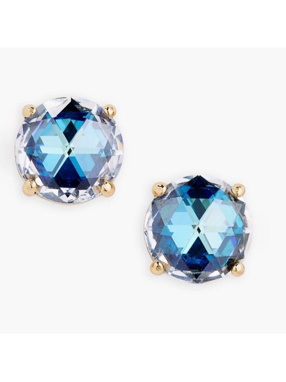 kate spade Boxed Sapphire Brass Tone Round Cubic Zirconia Stud Earrings